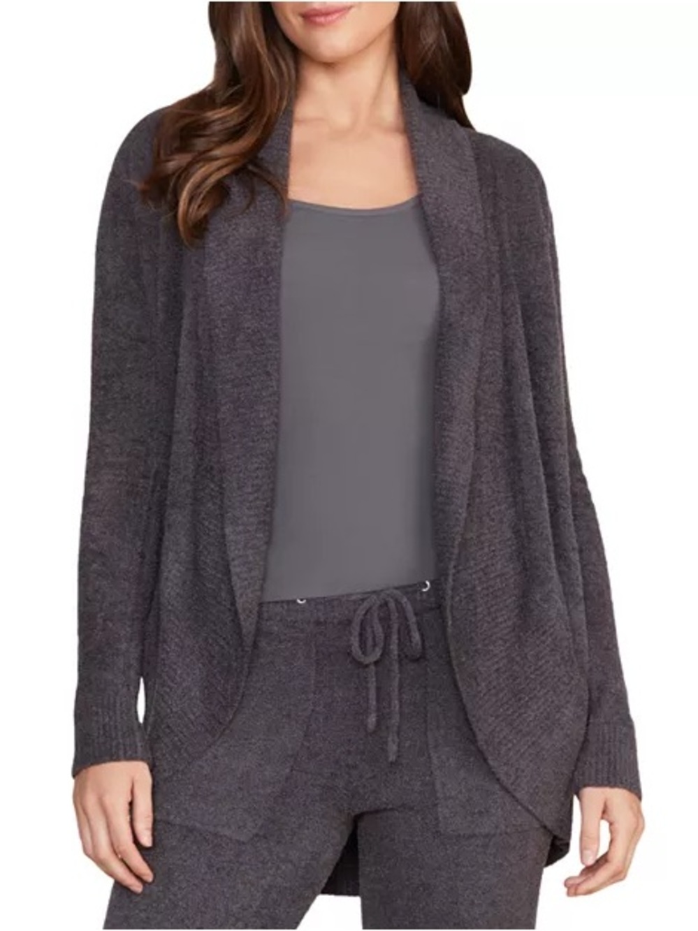 Barefoot Dreams CozyChic Lite Circle Cardigan Carbon Gray XS/S #452 Comfy Soft